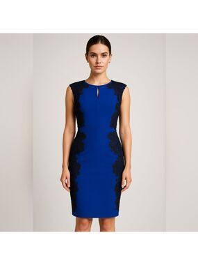 Torrid Royal Blue and Black lace bodycon dress Sz12